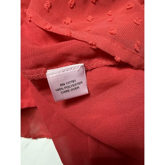 NWT Speed Limit Coral Polka Dot Off the Shoulder Bell Sleeve Accent Button Flowy - Picture 10 of 10